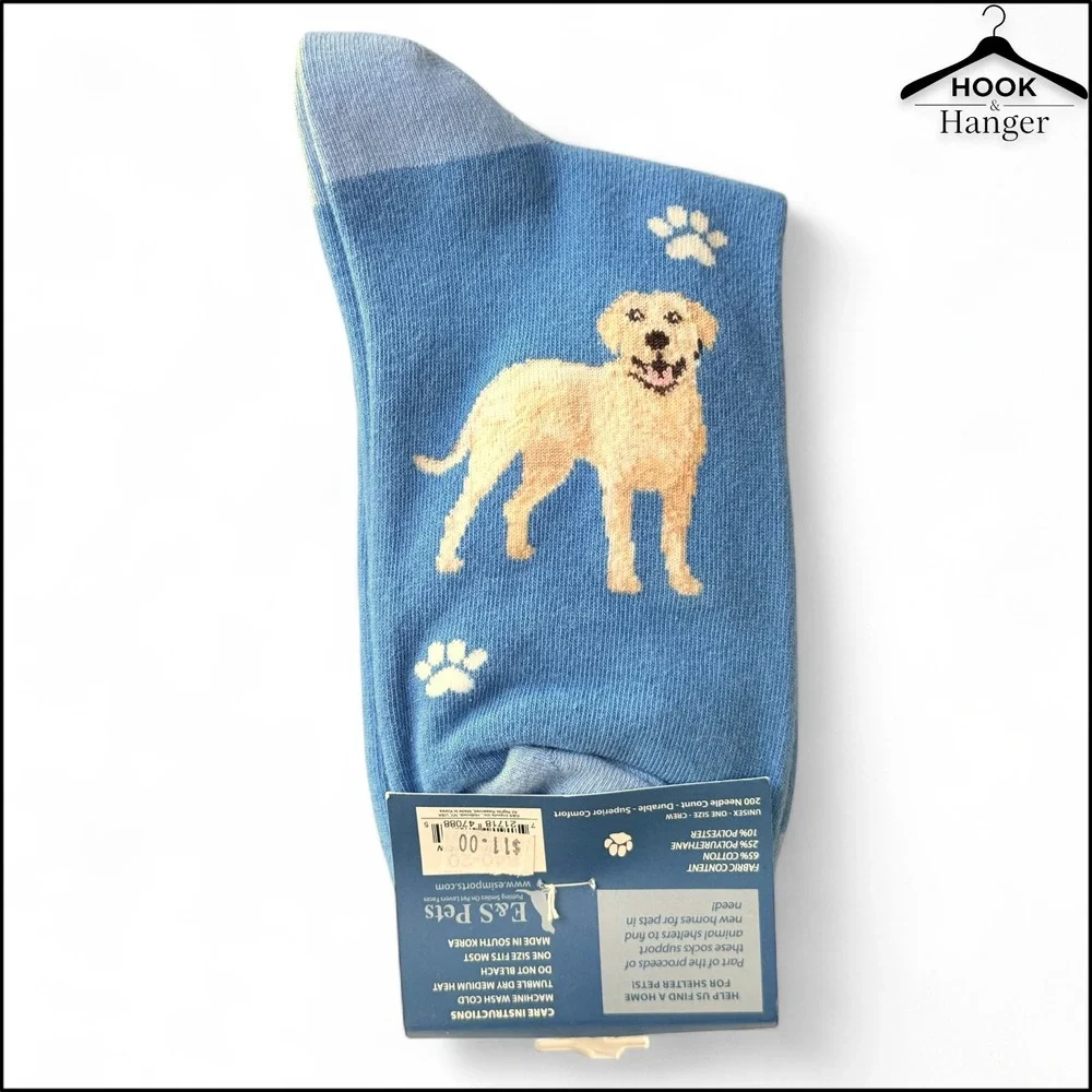 Life is Better with‎ a Labrador Dog Crew Socks Unisex Blue Cotton Blend One Size
